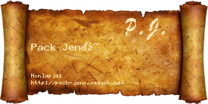 Pack Jenő névjegykártya